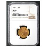 1903-S $5 Liberty Half Eagle NGC MS64
