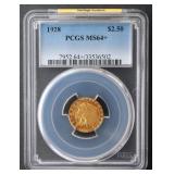 1928 $2.5 Indian Quarter Eagle PCGS MS64+