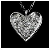 14K Gold Diamond Heart Pendant Necklace