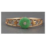 14K Gold Diamond Jade Bracelet