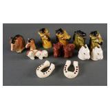 (7) Vintage Horse Themed Salt Pepper Shakers