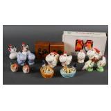 (9) Vintage Rooster Hens Salt Pepper Shakers