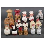 (9) Vintage Kitchen Chef Salt Pepper Shakers