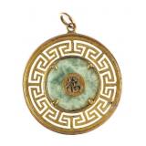 9K Gold Jade Good Luck Fortune Pendant