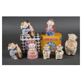 (5) Anthropomorphic Pig Salt Pepper Shakers