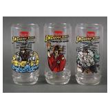 (3) 1984 Indiana Jones 7-Up Promo Glasses