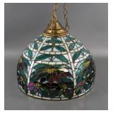 Large Leaded Glass Floral Lamp Shade