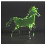 Vintage Uranium Vaseline Glass Horse