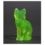 Vintage Mosser Uranium Vaseline Glass Cat