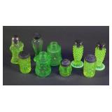 Various Uranium Glass Salt and Pepper Shakers