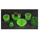 (6) Vintage Uranium Vaseline Glass Pieces