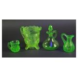 (4) Vintage Uranium Vaseline Glass Pieces