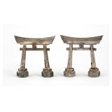 Vintage Silver 970 Japanese Torii Gates Shakers
