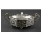 Middle Eastern Niello Silver Covered Bowl