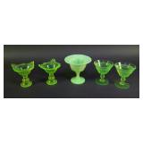 (5) Vintage Uranium Vaseline Custard Glasses
