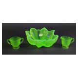 Daisy and Button Uranium Glass Bowl Creamer Sugar
