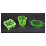 (3) Vtg Vaseline Uranium Glass Sugar Bowls