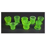 (8) Vtg Vaseline Uranium Glass Toothpick Holders