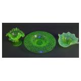 (3) Vintage Uranium Vaseline Glass Bowls