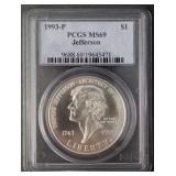 1993-P $1 Jefferson PCGS MS69