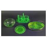 Grouping of Uranium Vaseline Glass Pieces
