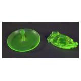 (2) Vintage Uranium Vaseline Glass Ring Holders