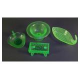 Grouping of Uranium Vaseline Glass Pieces
