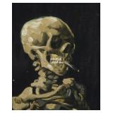 Van Gogh Skull With Burning Cigarette Canvas Print