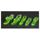 (5) Vintage Uranium Vaseline Glass Shoes
