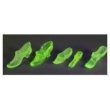 (5) Vintage Uranium Vaseline Glass Shoes