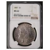1887 $1 Morgan Liberty Head Dollar NGC MS 62