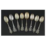 (8) Sterling Silver Souvenir Spoons