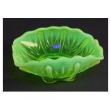 Antique Uranium Glass Opalescent Cactus Bowl