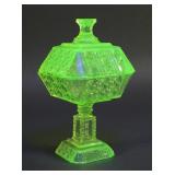 Vintage Uranium Glass Covered Candy Dish