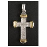 14K Gold Multi Tone Cross Pendant