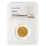 1906-D $5 Gold Half Eagle NGC MS63