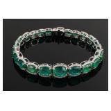Emerald & Diamond Platinum Bracelet 7"