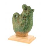 Chinese Tang Sancai Boy on Bird Pottery