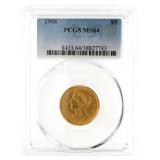 1906 $5 Gold Half Eagle PCGS MS64