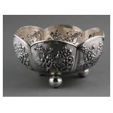 1900 Chinese Export Silver Chrysanthemum Bowl