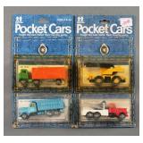 (4) Vintage TOMY Diecast Pocket Cars MOC