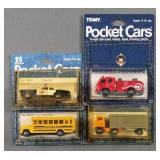 (4) Vintage TOMY Diecast Pocket Cars MOC