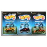 (3) Vtg Hot Wheels Trailbusters MOC Diecast Cars