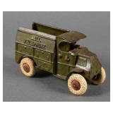 Hubley Cast Iron Olive Green Bell Telephone Truck