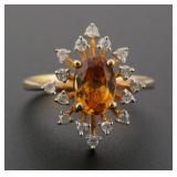 14k Gold Spinel & Diamonds Ring