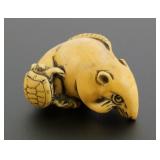 Japanese Carved Ivory Netsuke Resting Mouse