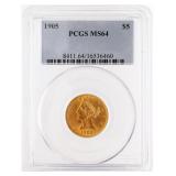 1905 $5 Gold Half Eagle PCGS MS64