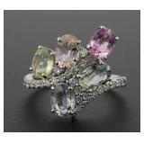 Platinum Sapphire and Diamond Ring