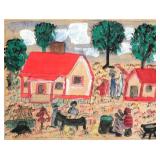 M.C. JONES Farm Scene Folk Art