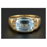 18k Gold Topaz Diamond Ring